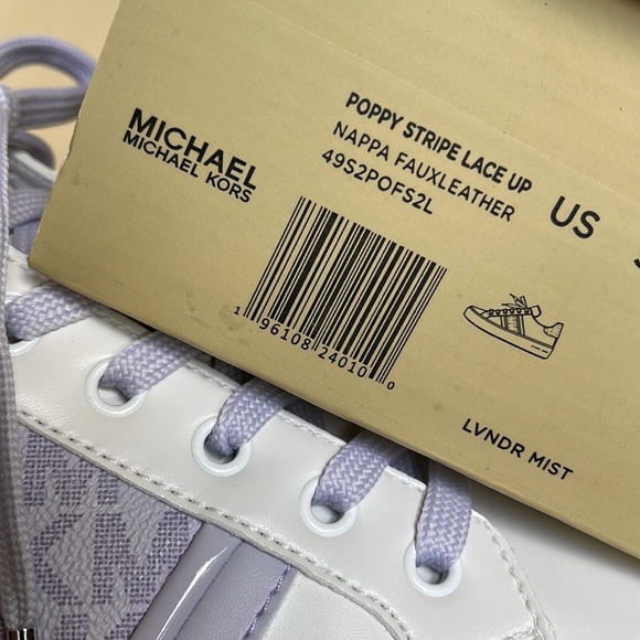Michael Kors Poppy Stripe Lace Up Nappa Faux Leather WMNS Lavender Mist - Picture 13 of 16